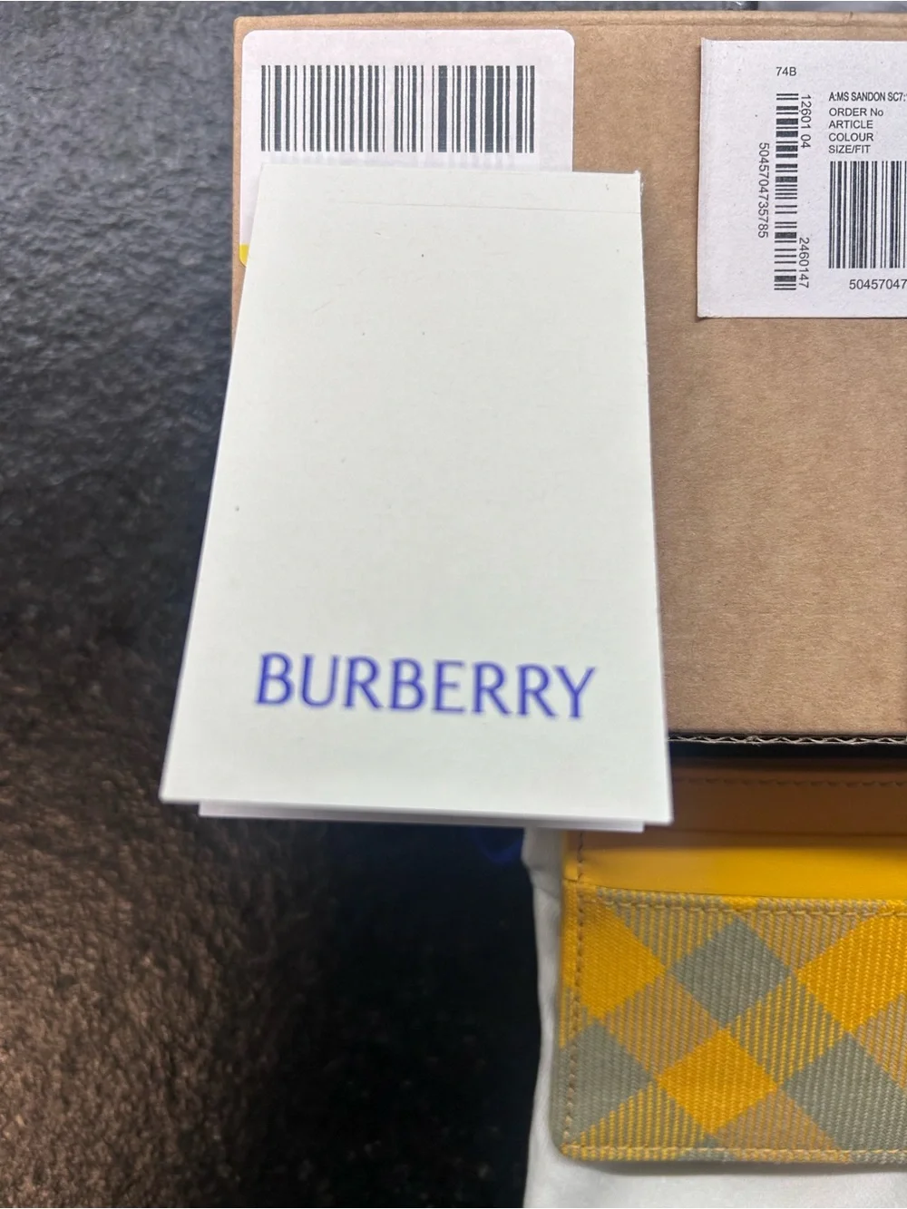 Burberry Yellow & Gray Check Card Holder BNWT Super Rare